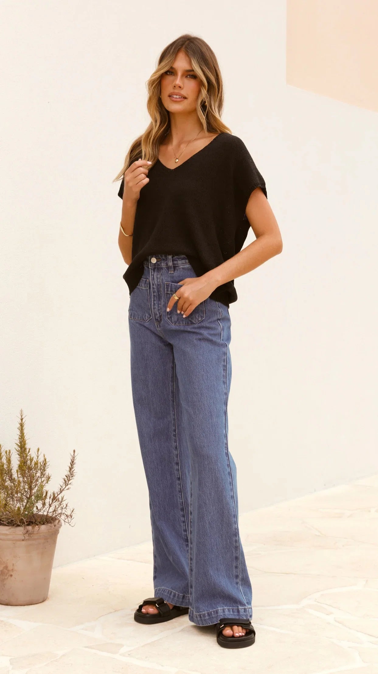 Stelaria Knit Top Black
