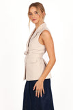 Emberley Fitted Tie Front Vest Beige