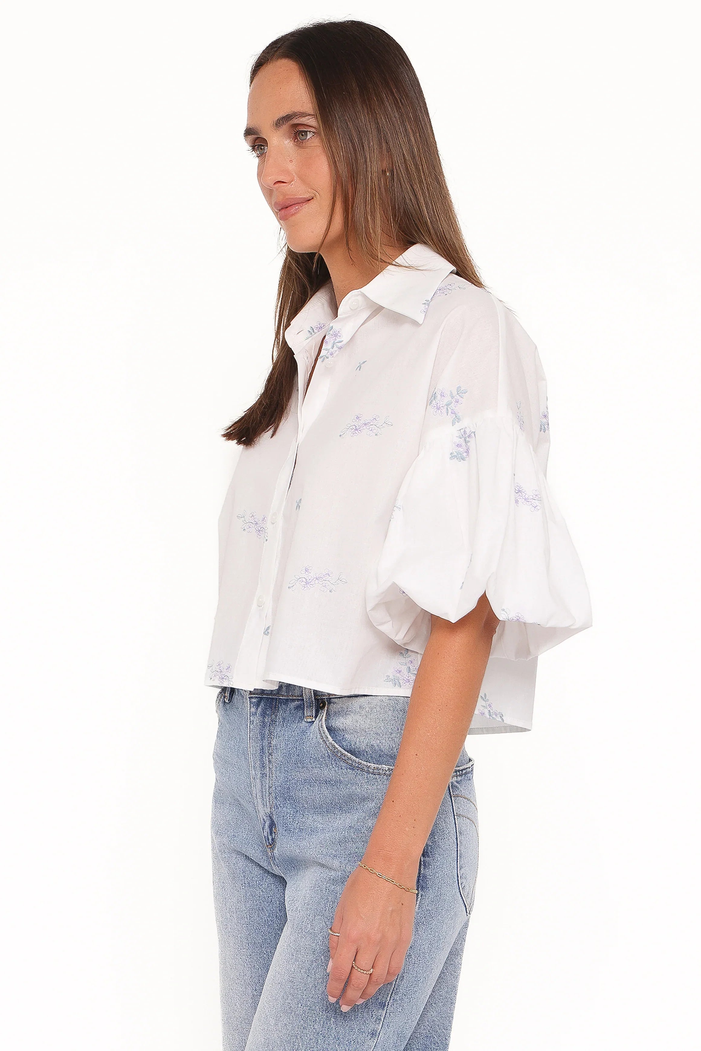 Luneth Button Up Blouse White