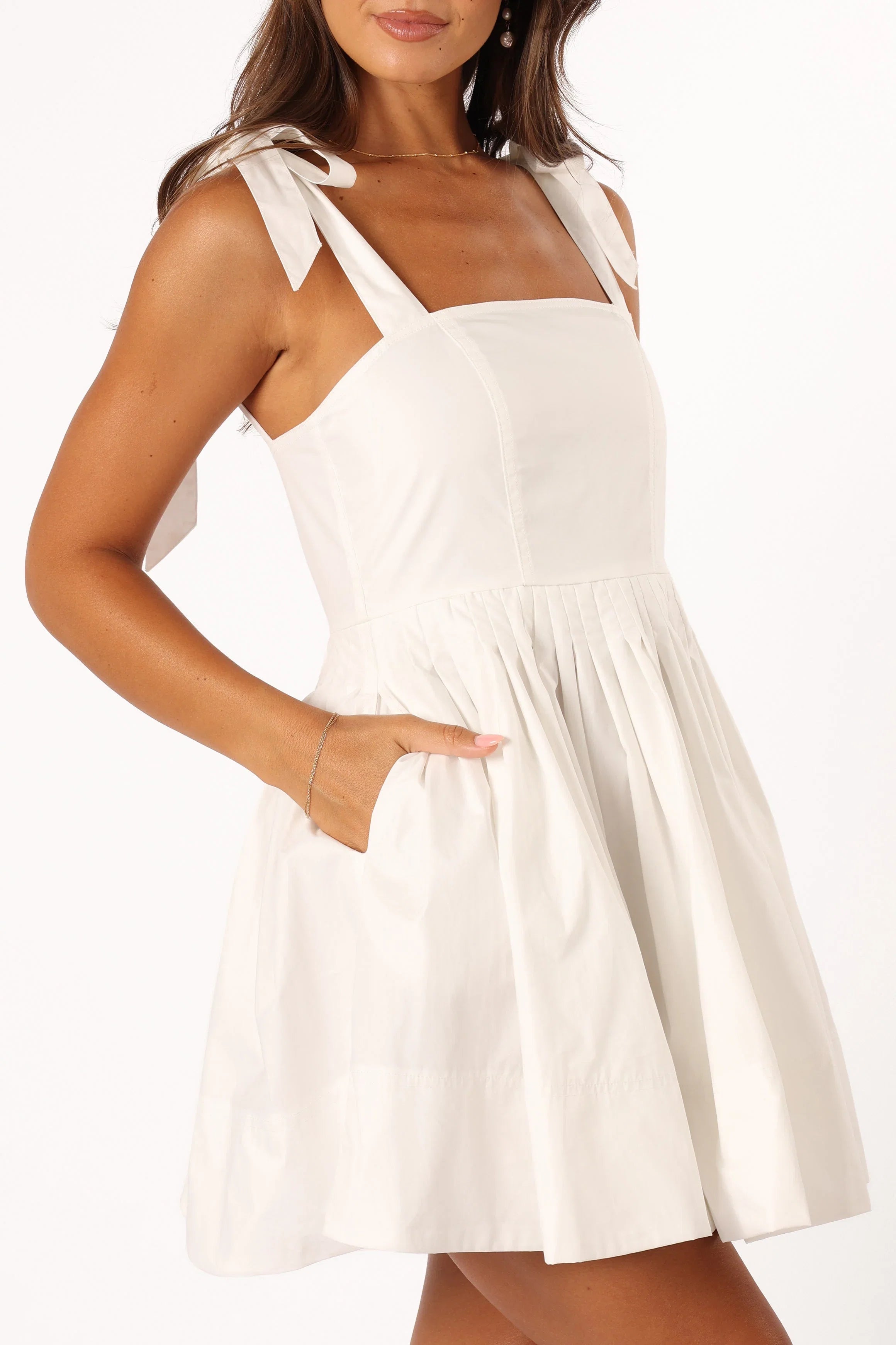 Clea Mini Tie Dress White