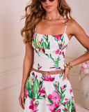 Fresh Gardenia Floral Crop Top