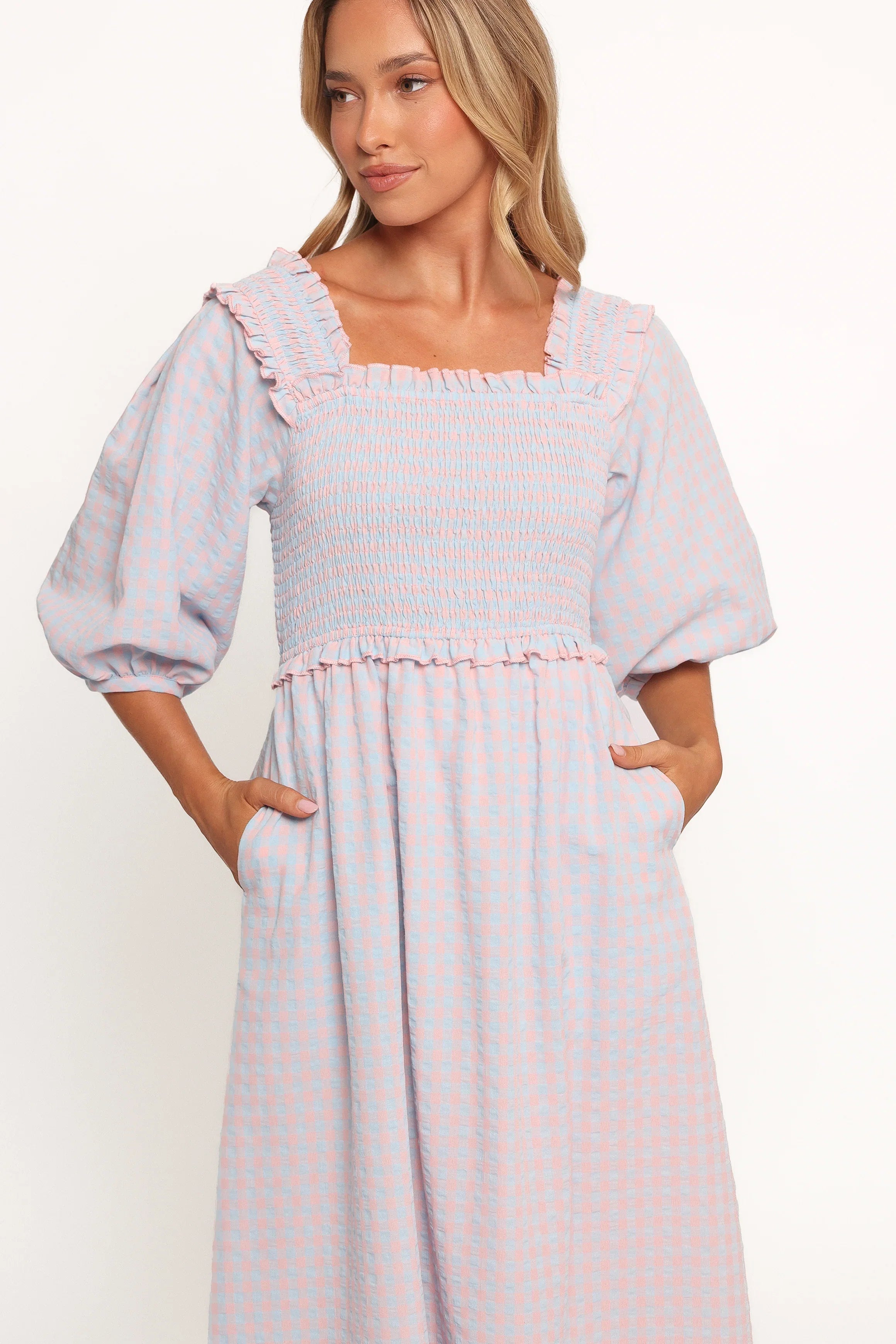 Lille Midi Dress Blue Gingham