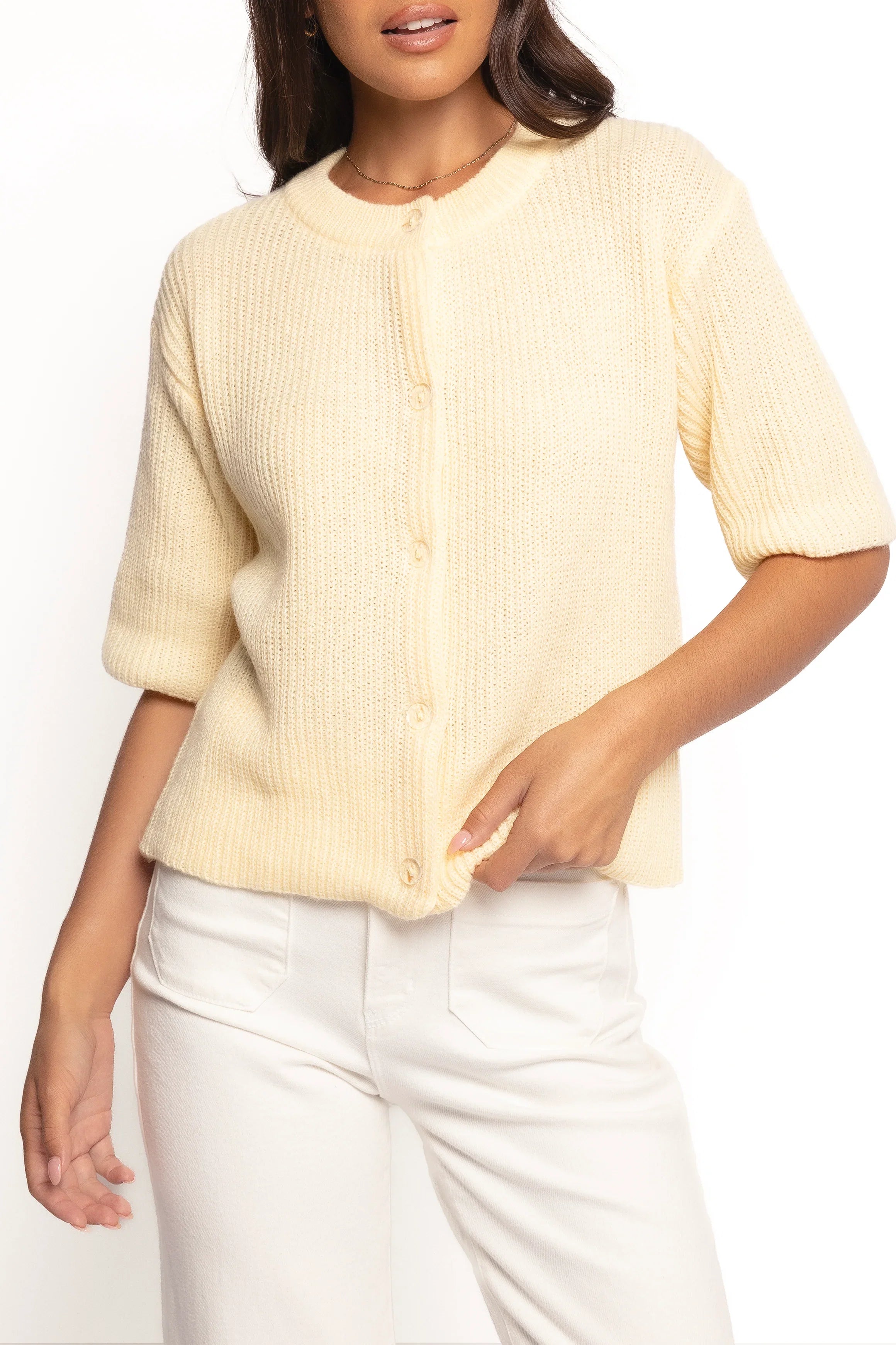 Miriam Short Sleeve Knit Top Yellow