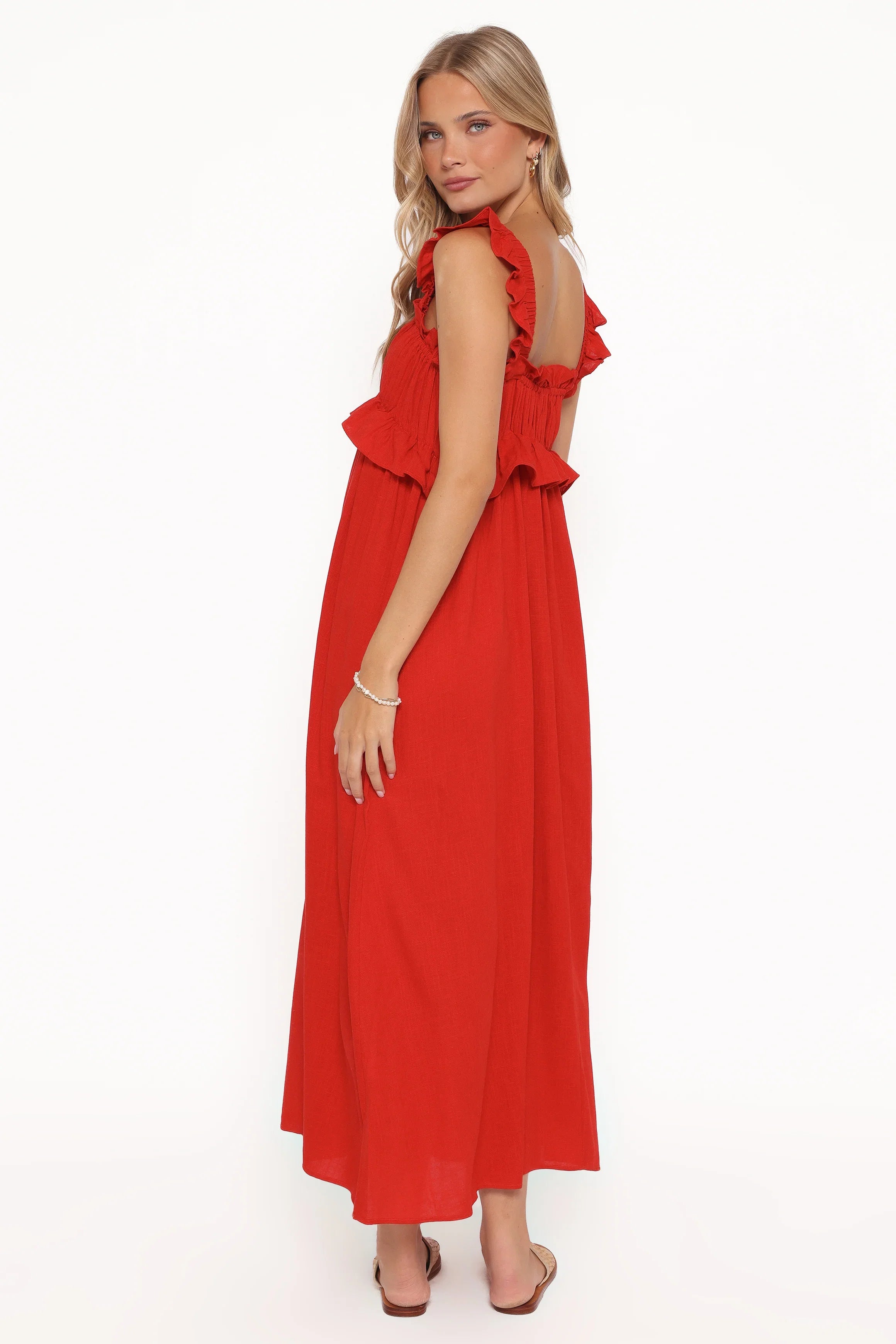 Ross Frill Strap Maxi Dress Red