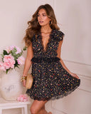 Luma Blossom Lace Trim Floral Mini Dress