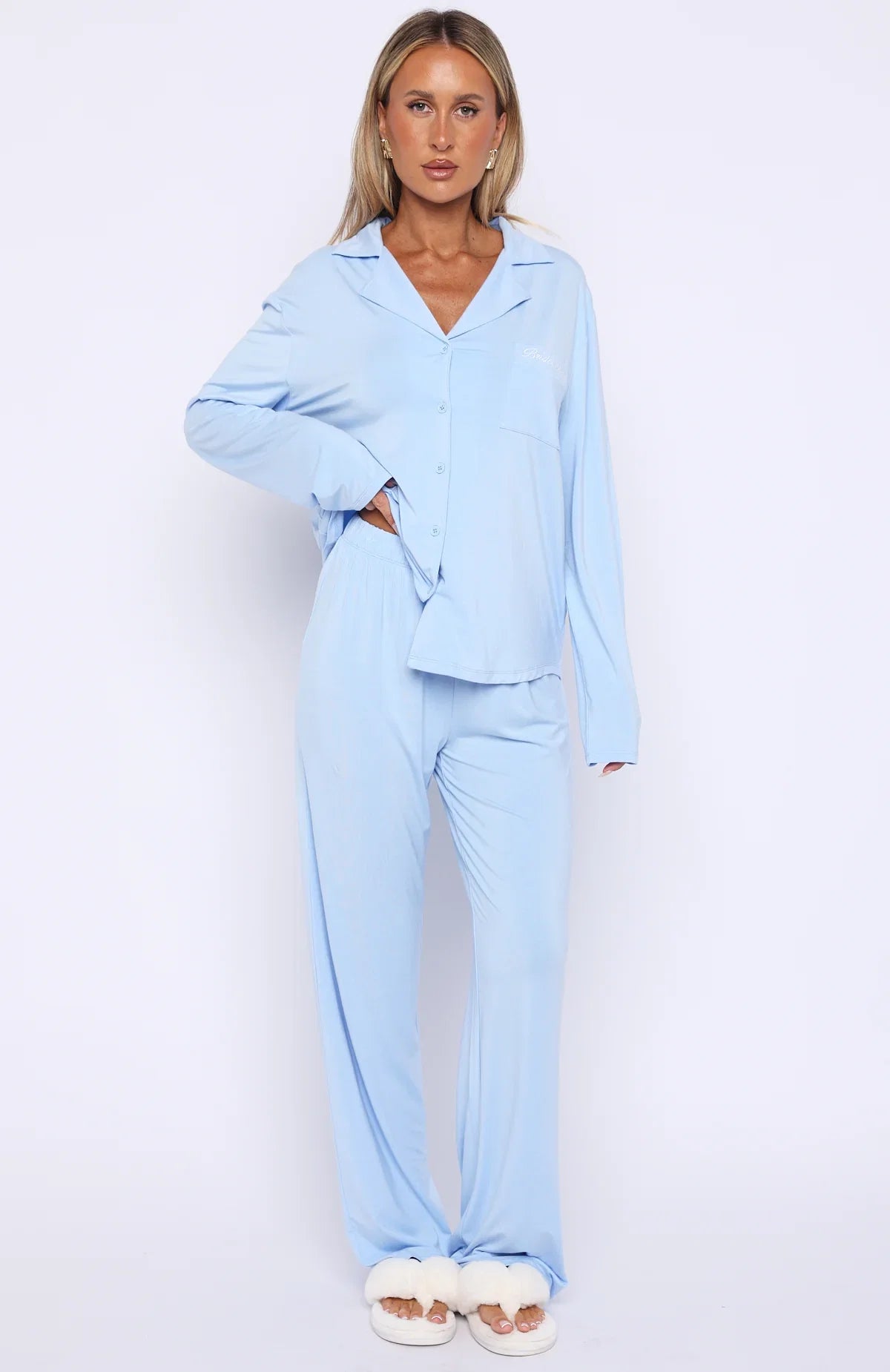 Bridal Party Long Sleeve Pyjama Set Baby Blue