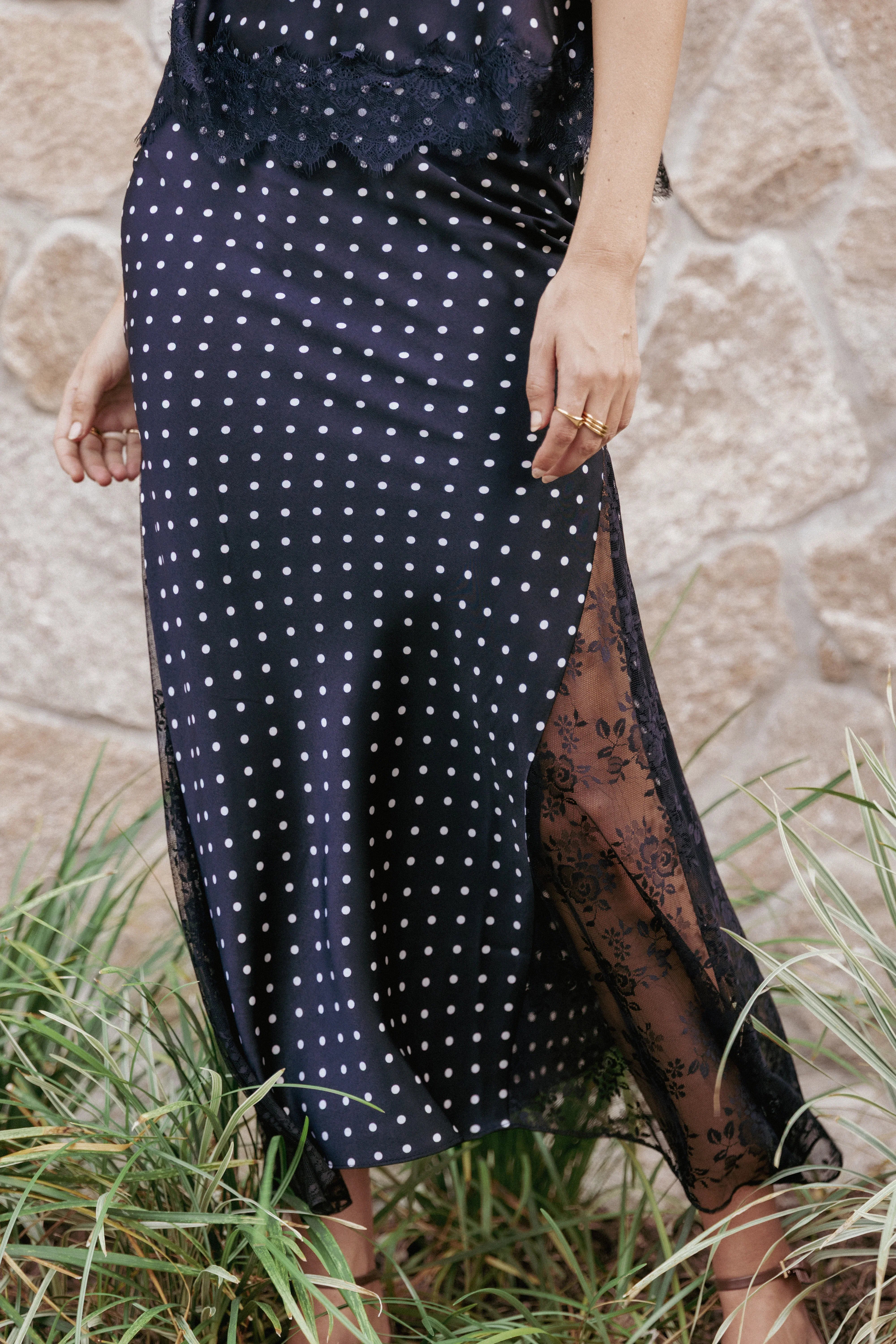 Ailbhe Lace Skirt Black Polka Dot