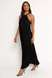 Melody Plisse Halter Maxi Dress Black