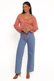 Isolt Tie Front Top Orange Paisley