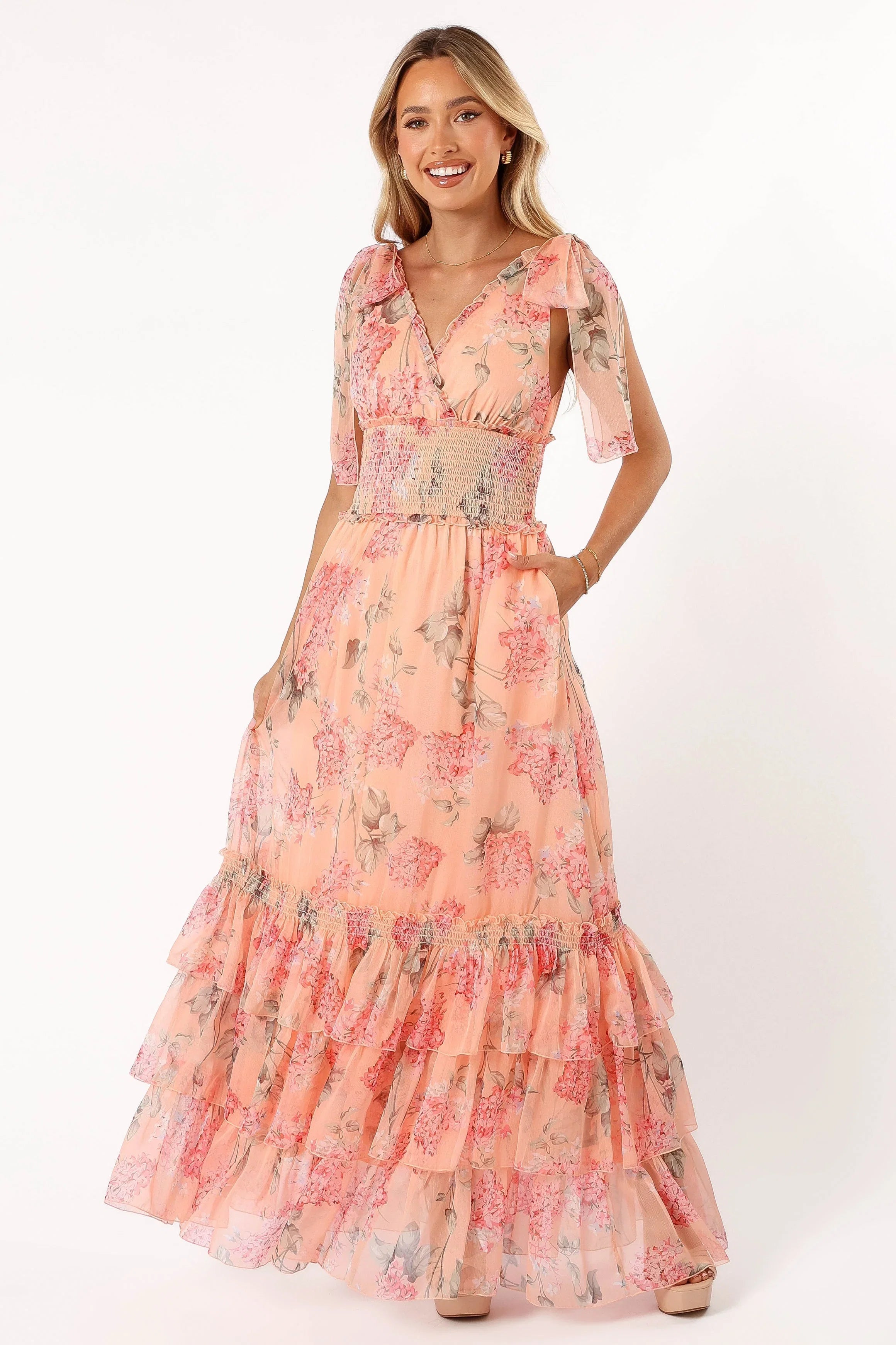Fionna Maxi Dress Peach Floral