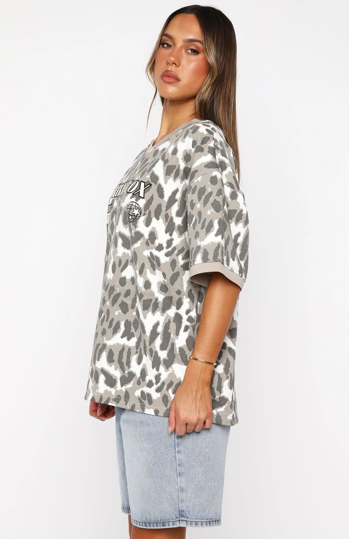 Lets Just Leave Oversized Jersey Washed Leopard Print