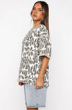 Lets Just Leave Oversized Jersey Washed Leopard Print