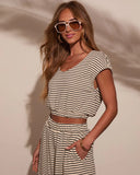 Washed Away Striped V Neck Top
