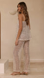 Zarina Sequin Long Line Top and Pants Set Beige