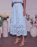 Morning Dew Floral Lace Midi Skirt