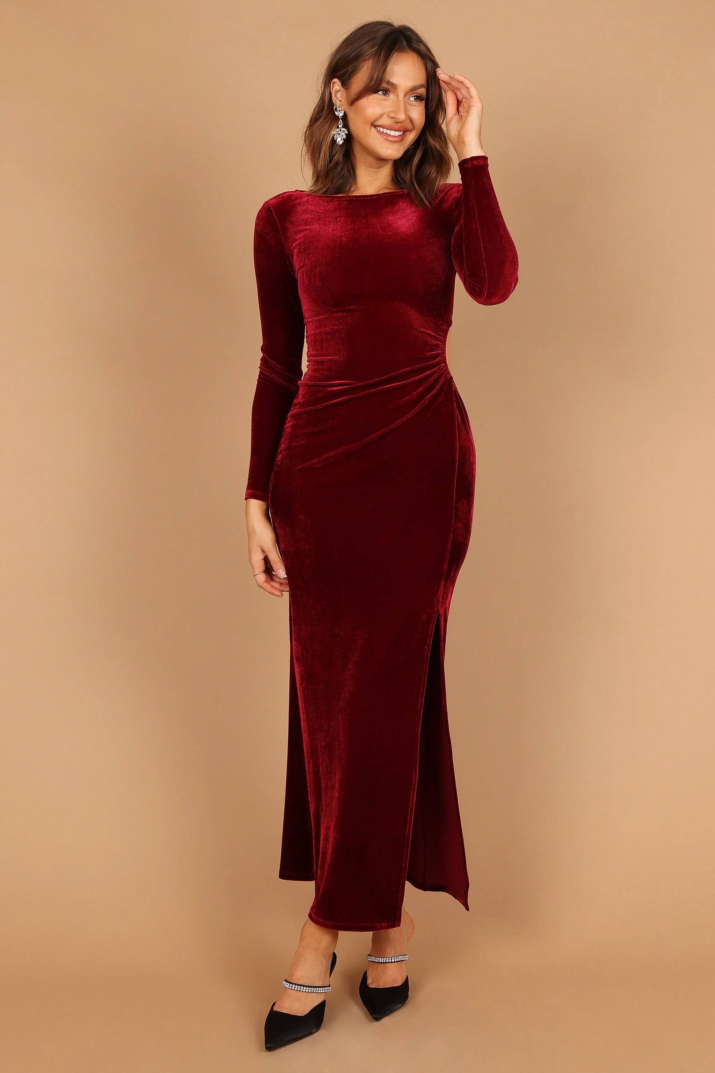 Sarine Long Sleeve Maxi Dress Wine