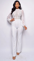 Nerine Crochet Lace Mesh Jumpsuit White