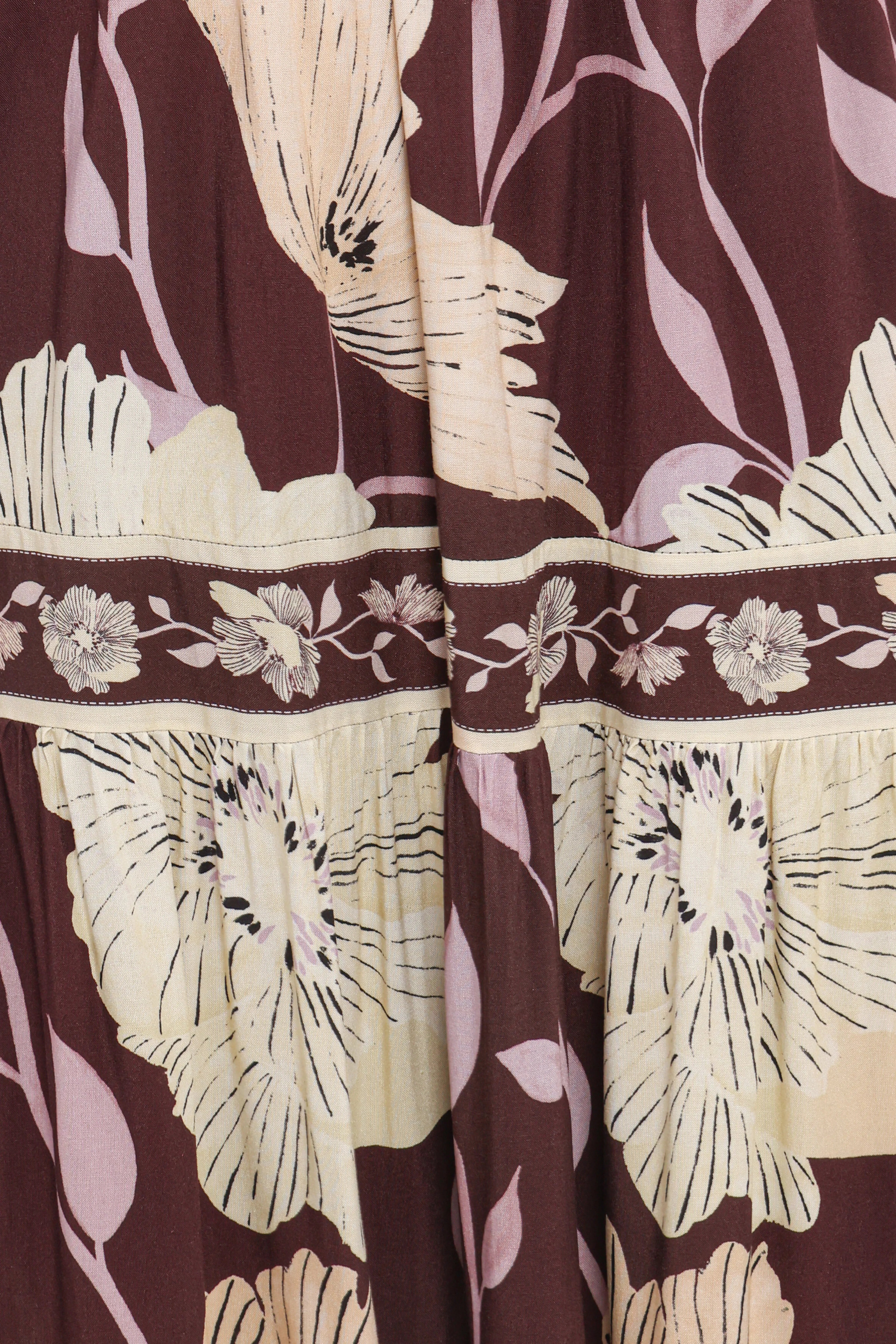 Leonor Maxi Dress Yellow Brown Floral