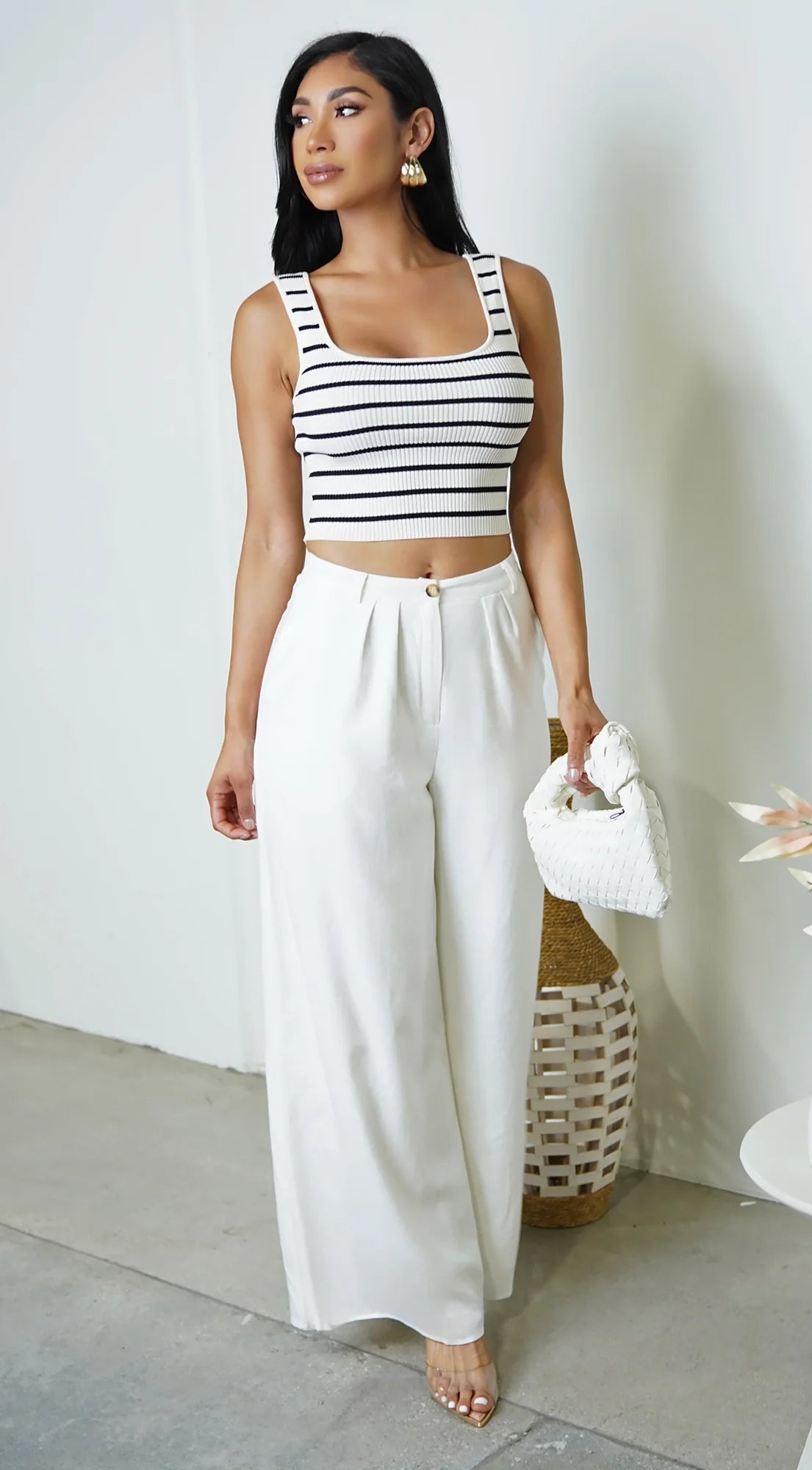 Calia Linen Wide Pants White