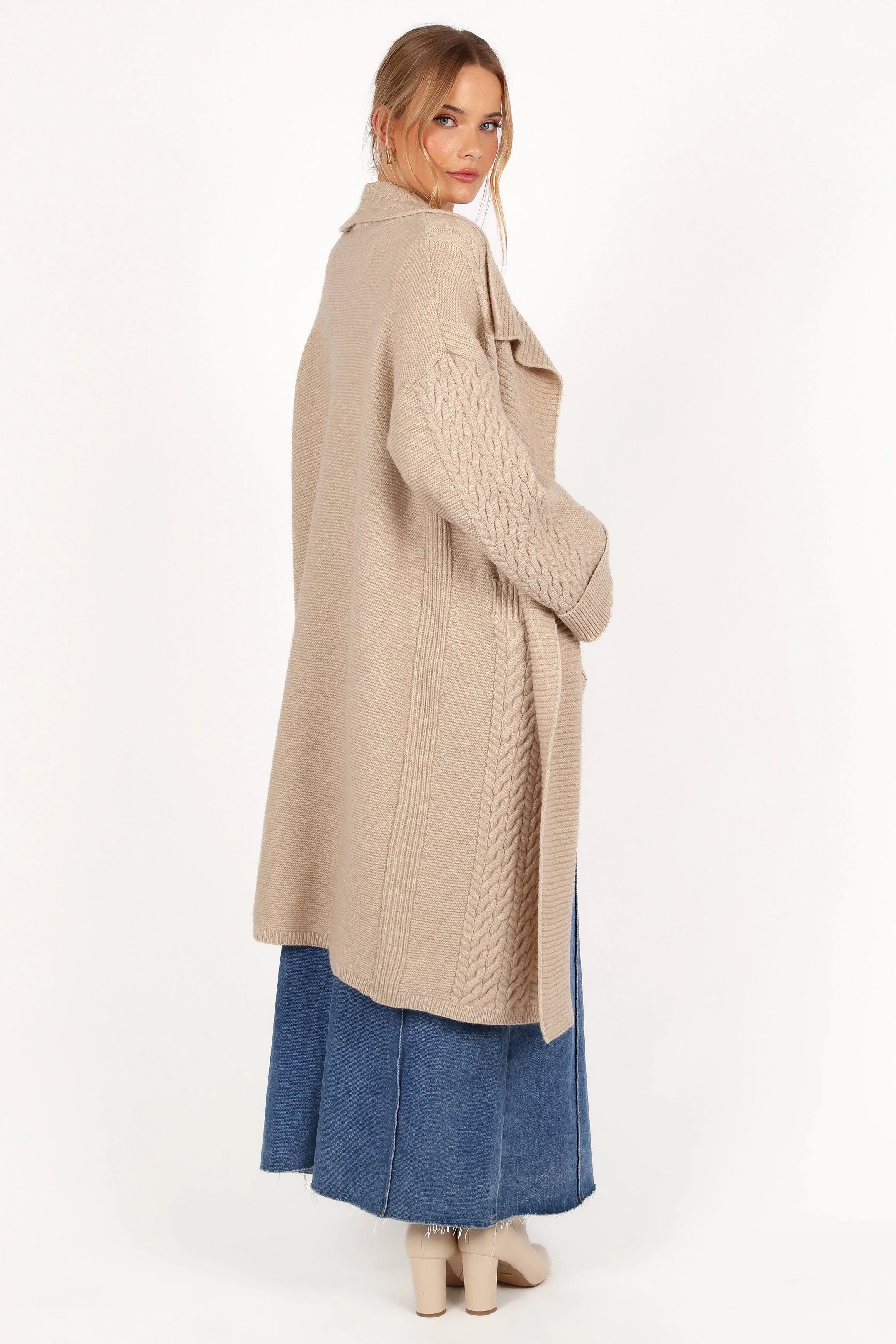 Soma Oversized Open Front Cardigan Beige