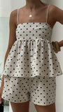 Fiana Top Beige Black Polka Dot