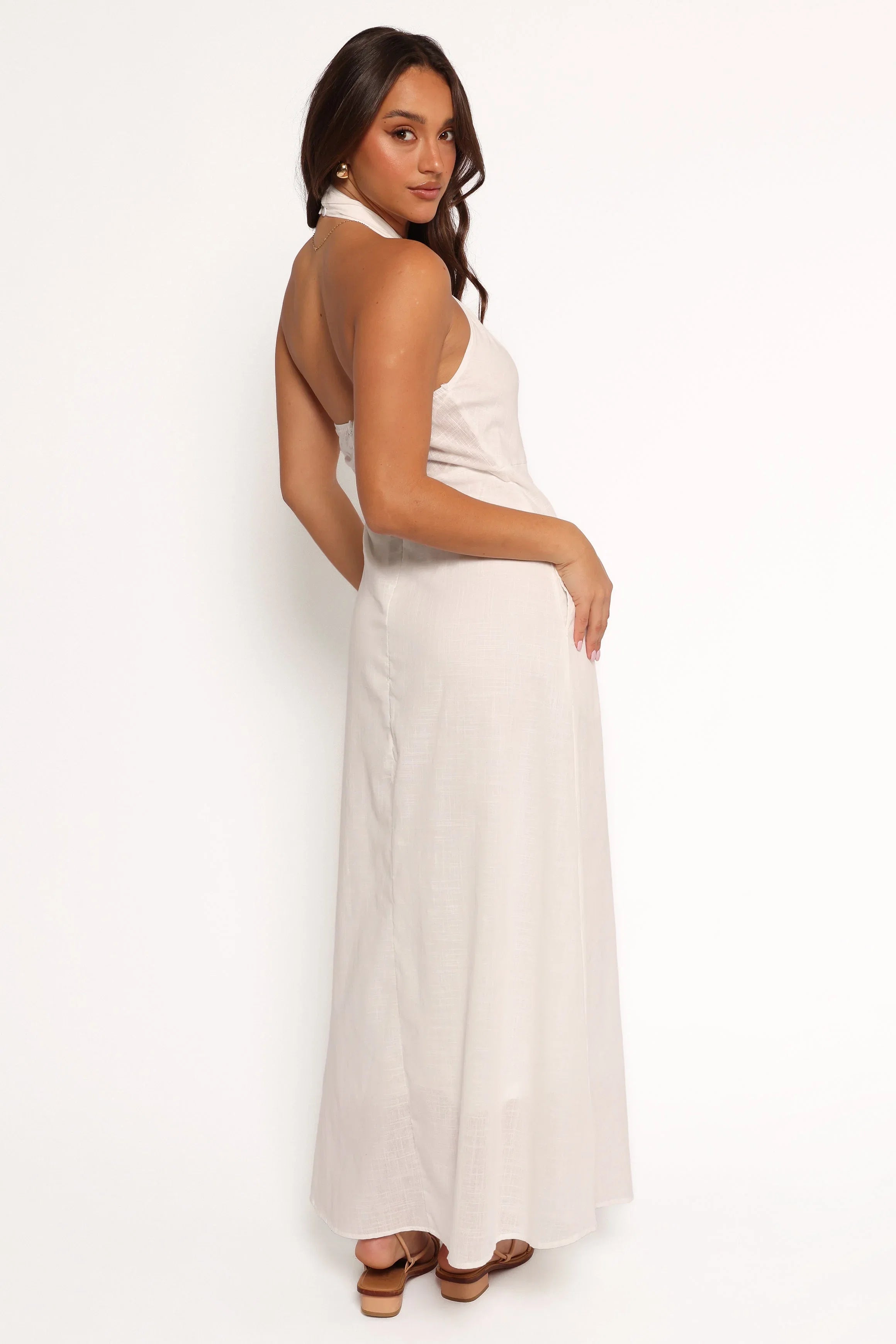 Betsy Halterneck Maxi Dress White