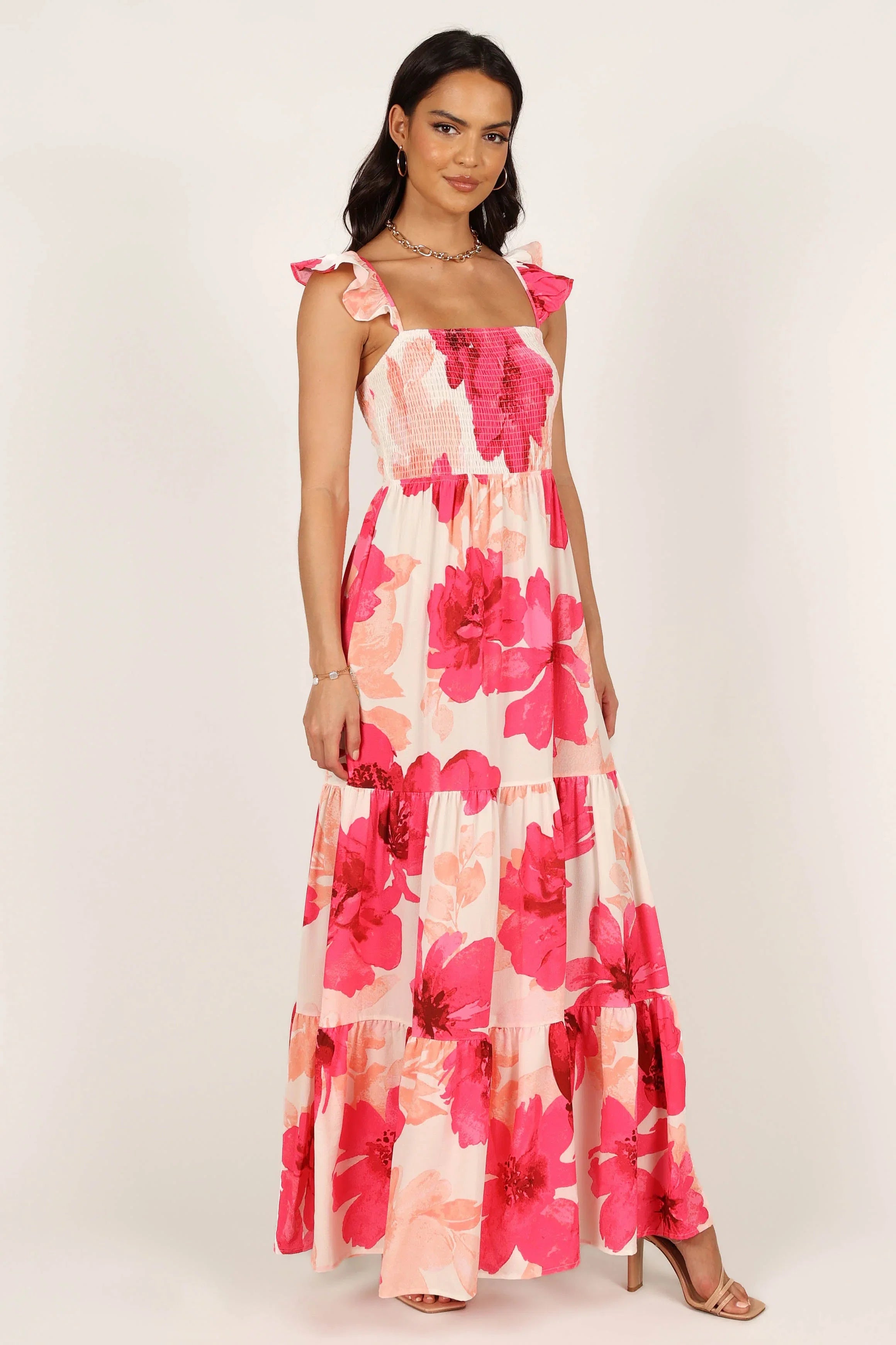 Tilly Shirred Maxi Dress Pink