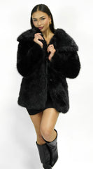 Cascade Faux Fur Coat Black