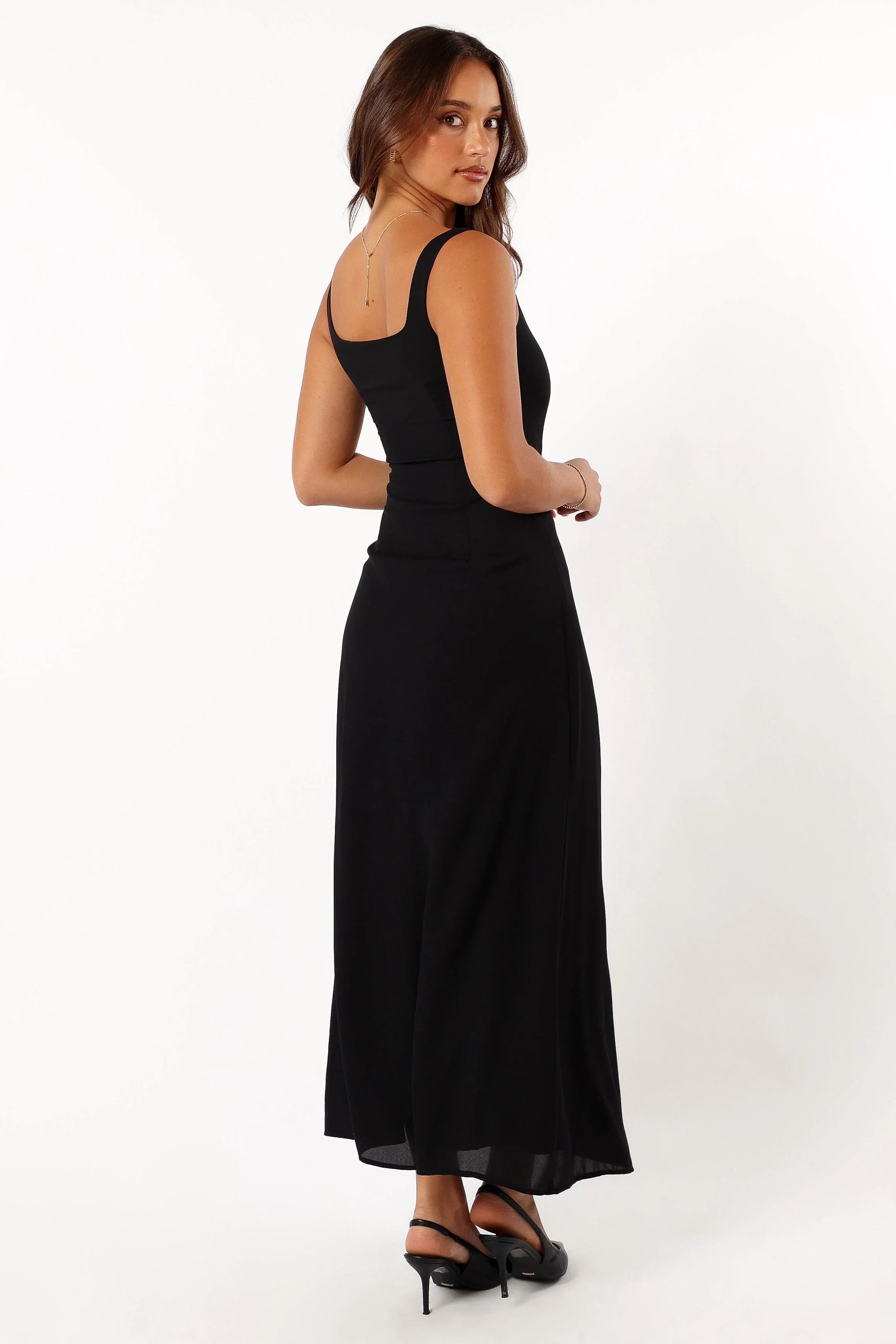 Nadea Faux Wrap Maxi Dress Black