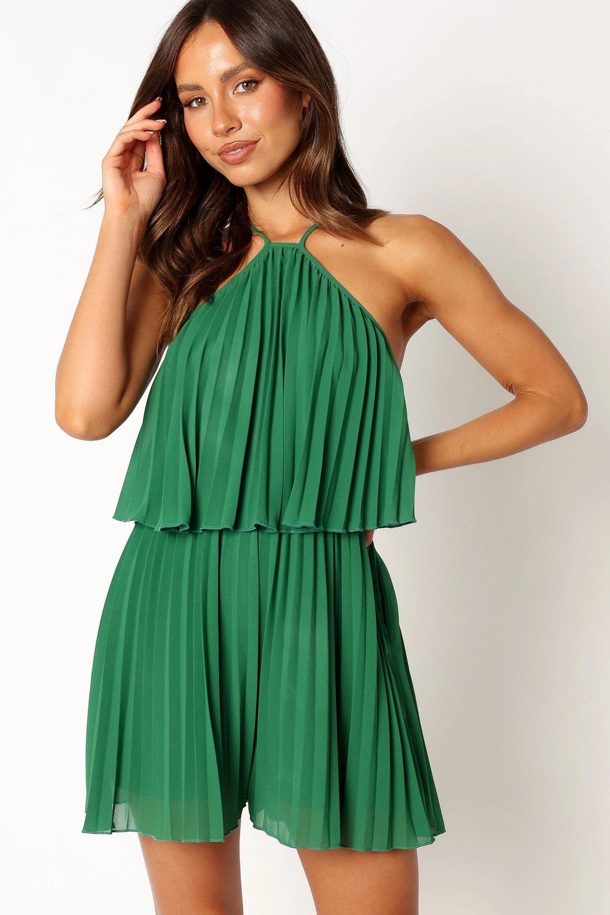 Magnolia Pleat Romper Green