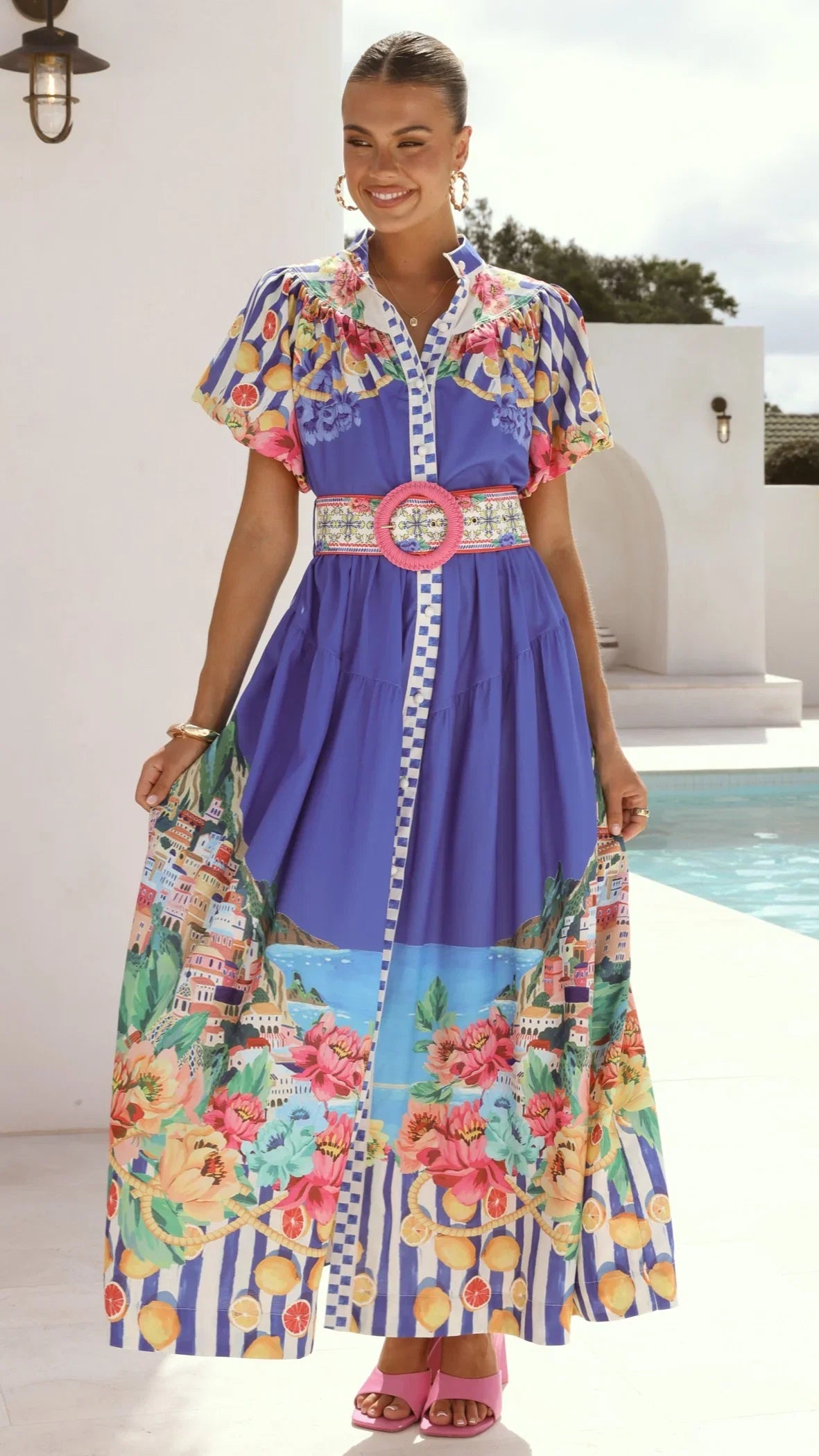 Bloom Maxi Dress Positano Cobalt