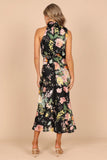 Anabelle Halter Neck Midi Dress Black Floral