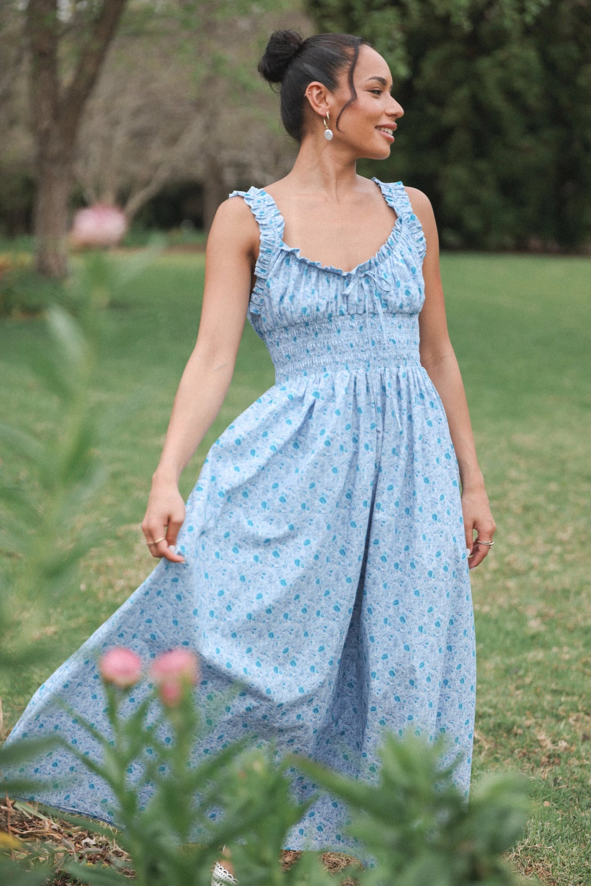 Marlena Midi Dress Blue Floral