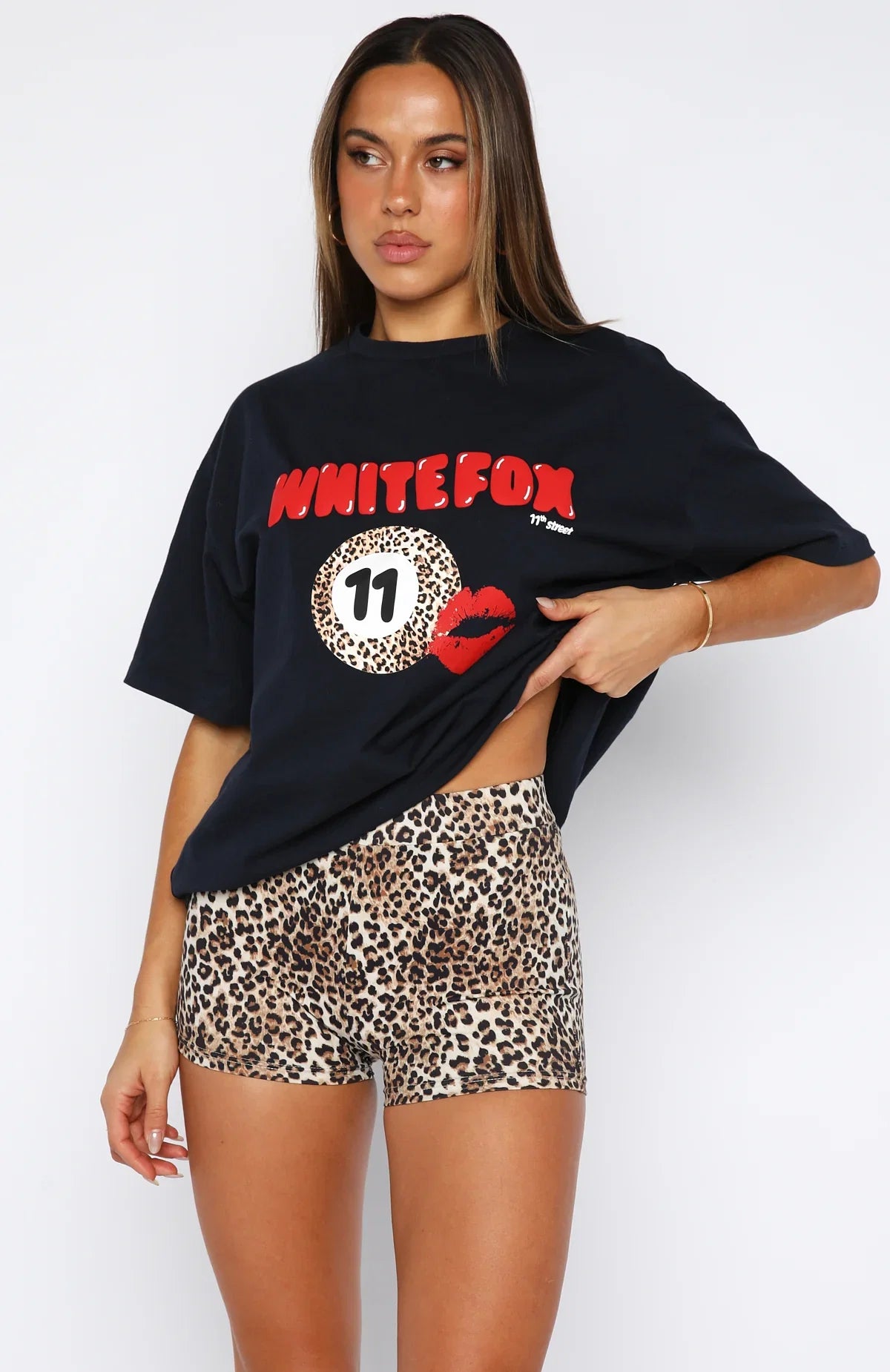 11th Street Shes So Lucky Bike Shorts Leopard Splice
