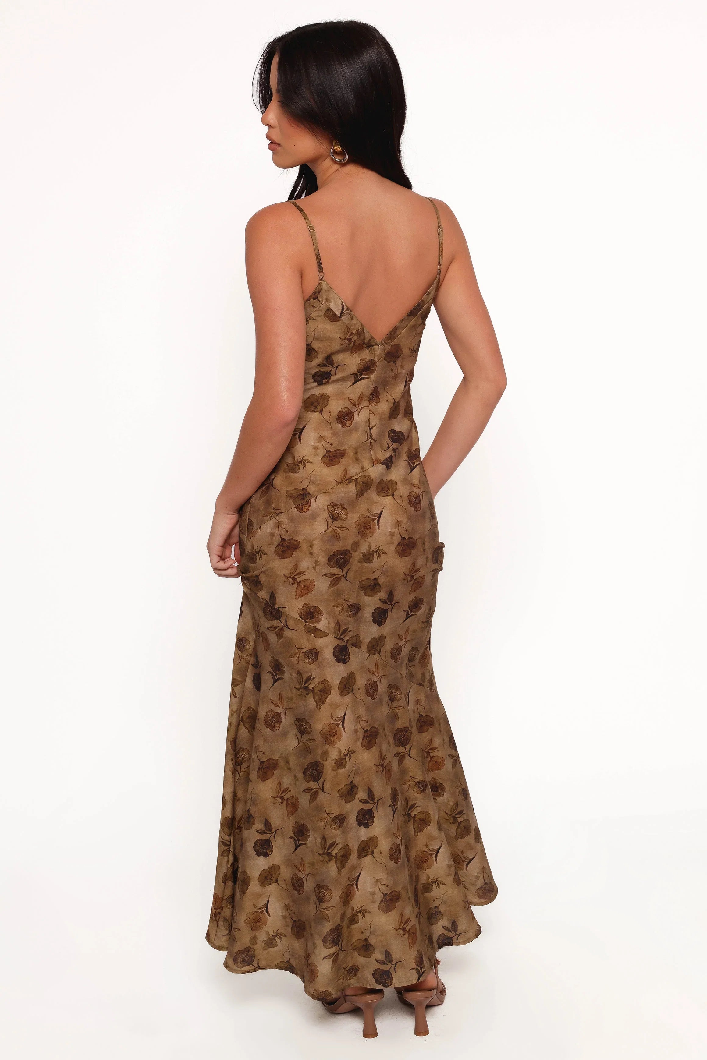 Fia Midi Dress Tan Floral