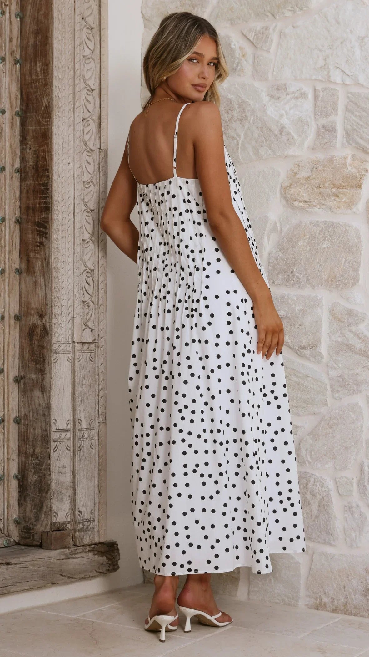 Dimmi Maxi Dress White Black Polka