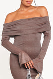 Oraton Off Shoulder Maxi Dress Brown