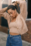 Isabel Button Front Cardigan Beige