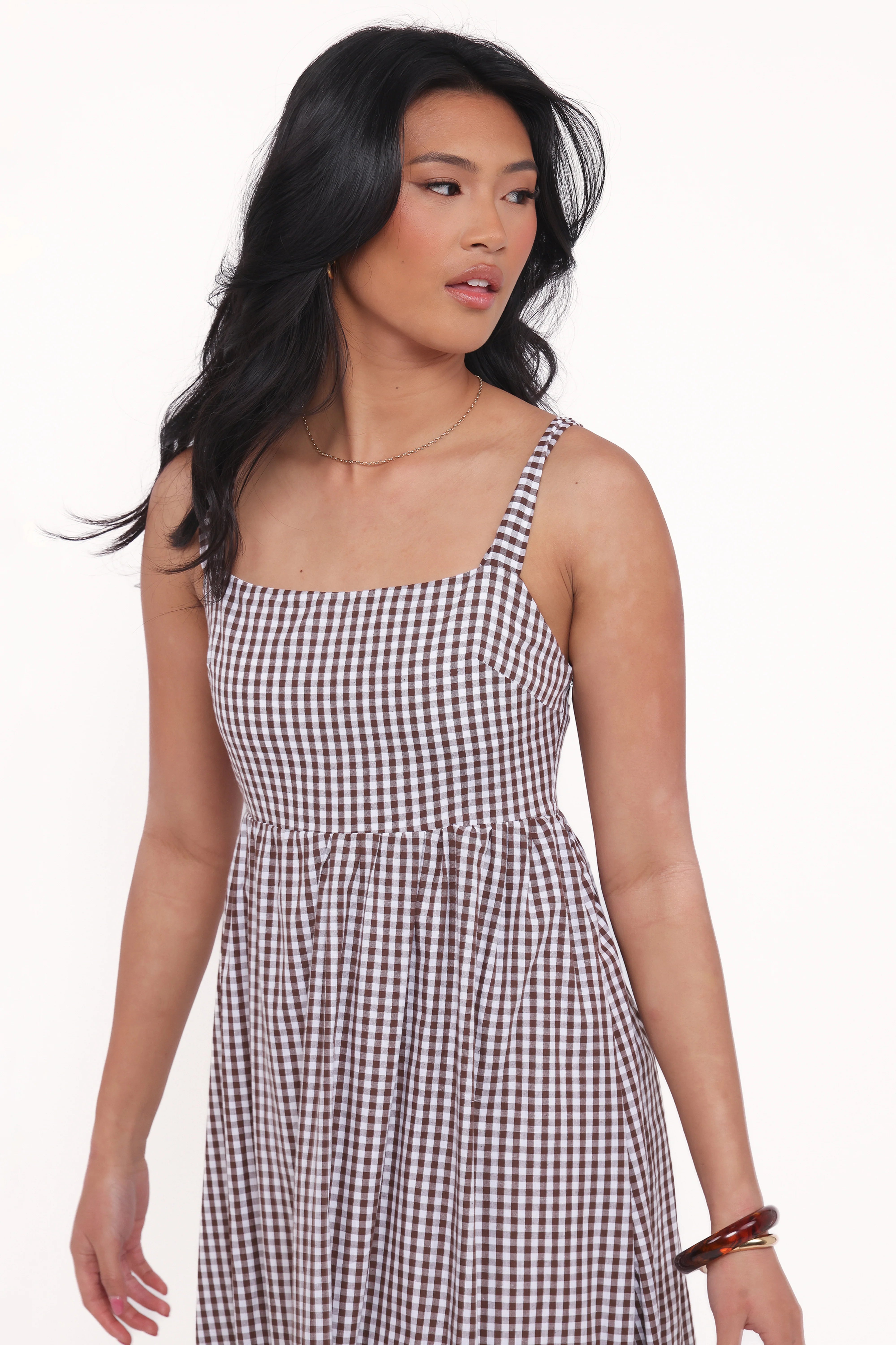 Reid Maxi Dress Brown Gingham