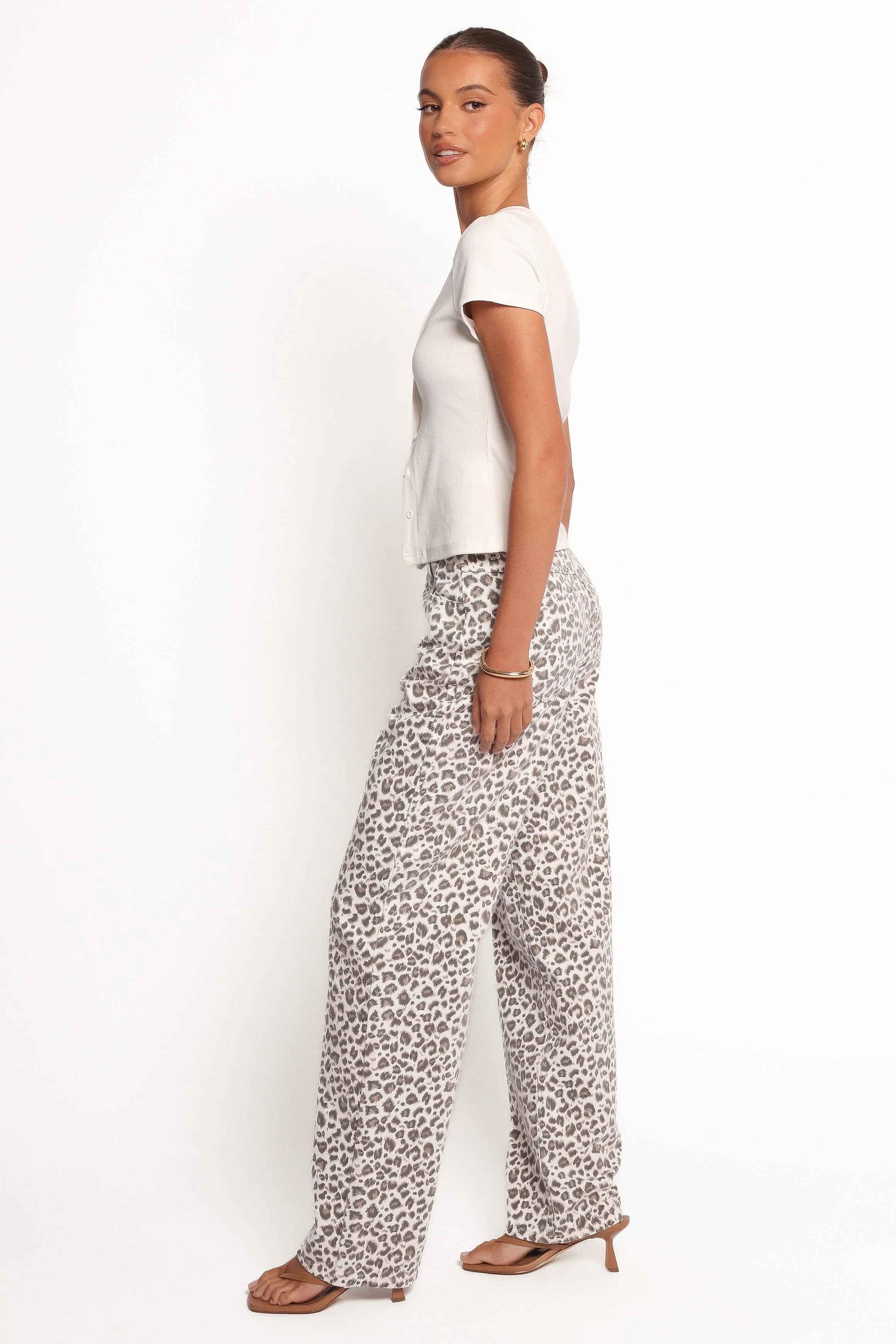 Leila Printed Wide Leg Jean Leopard