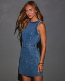 Zuma Belted A Line Denim Mini Dress