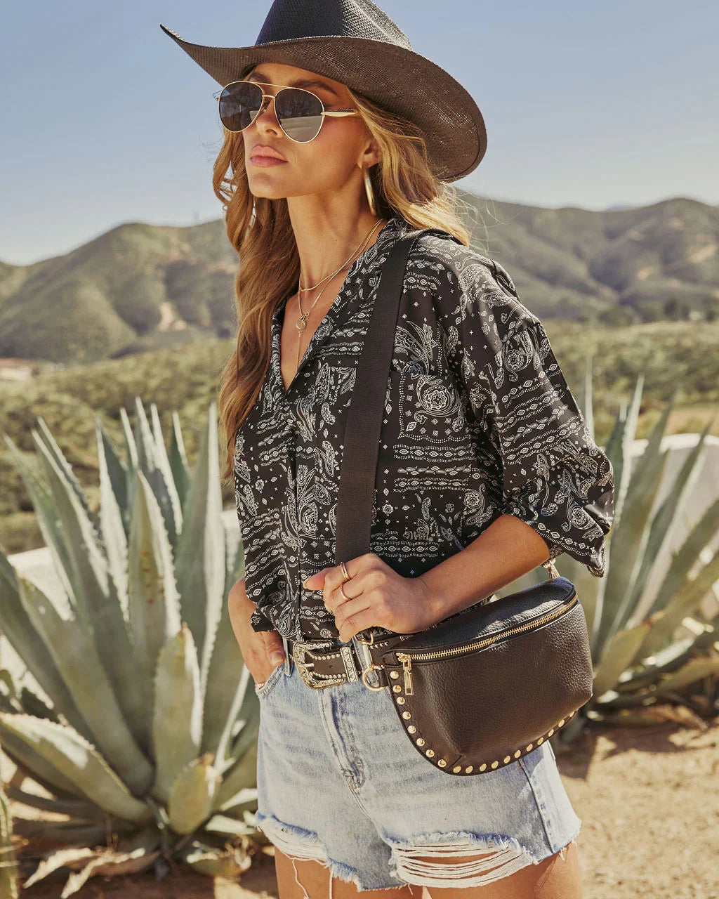 Aralyn Studded Vegan Leather Belt Bag