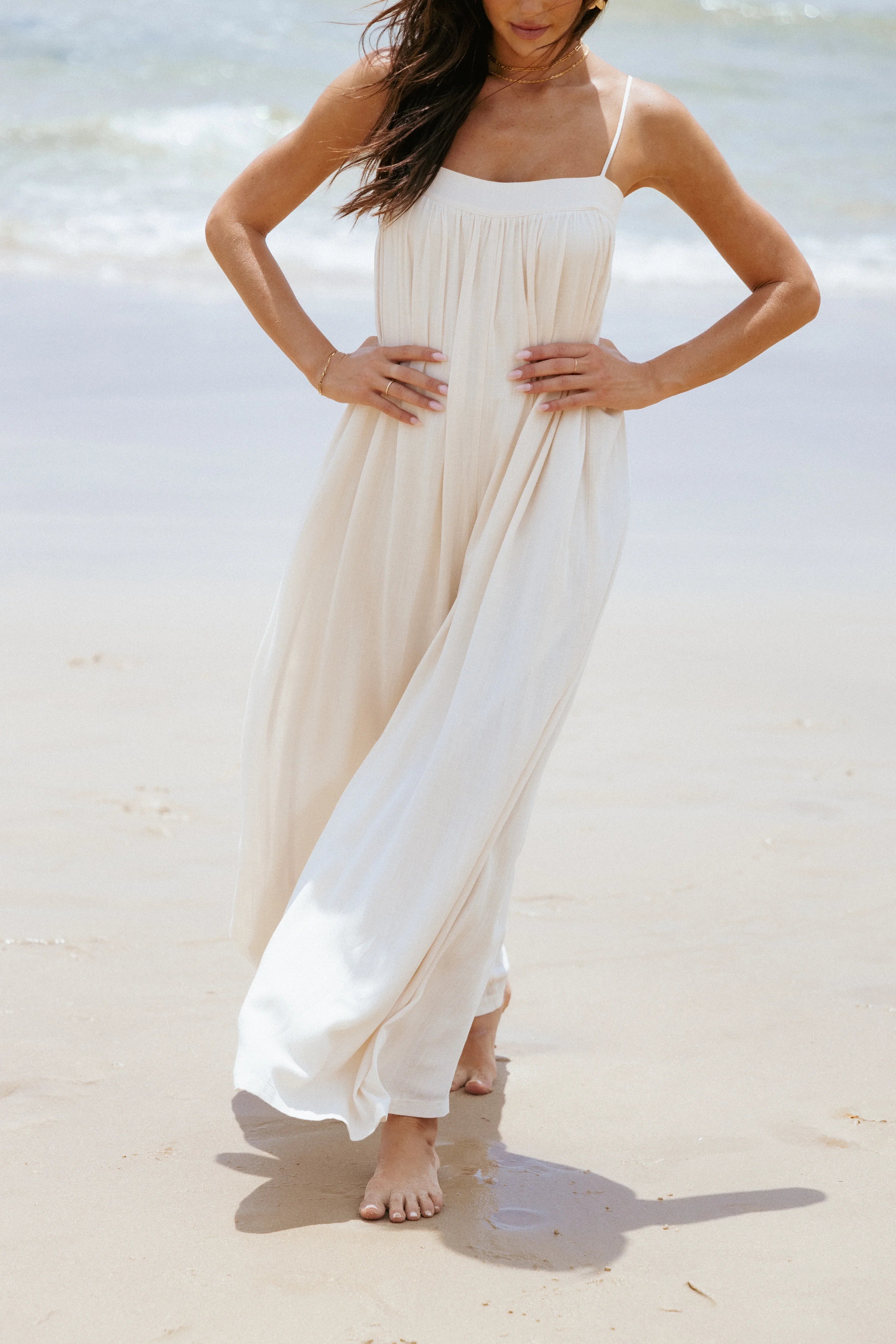Abegail Flowy Jumpsuit Cream