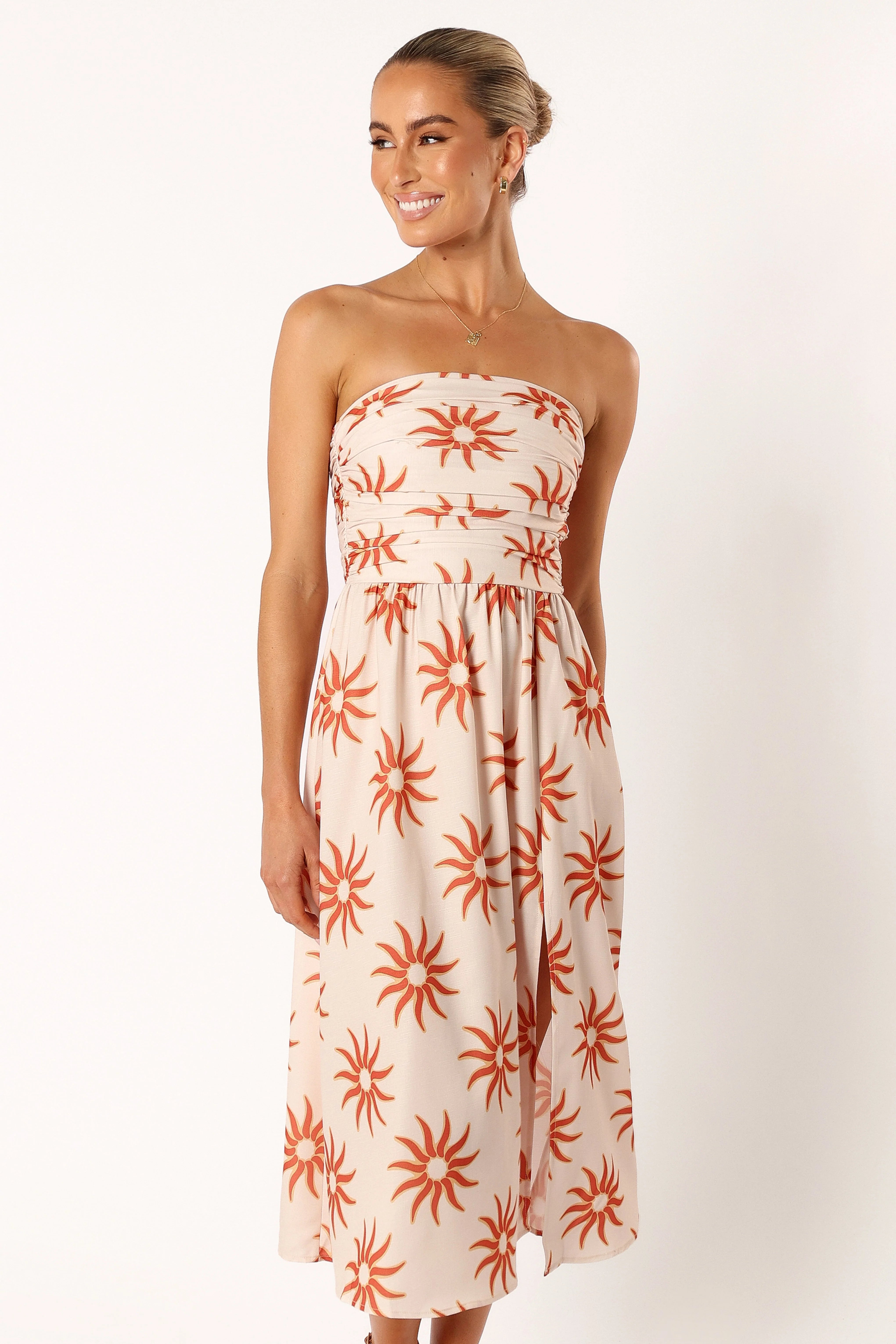 Ryder Strapless Midi Dress Soleil