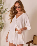 Rhodes Ruched Button Down Blouse