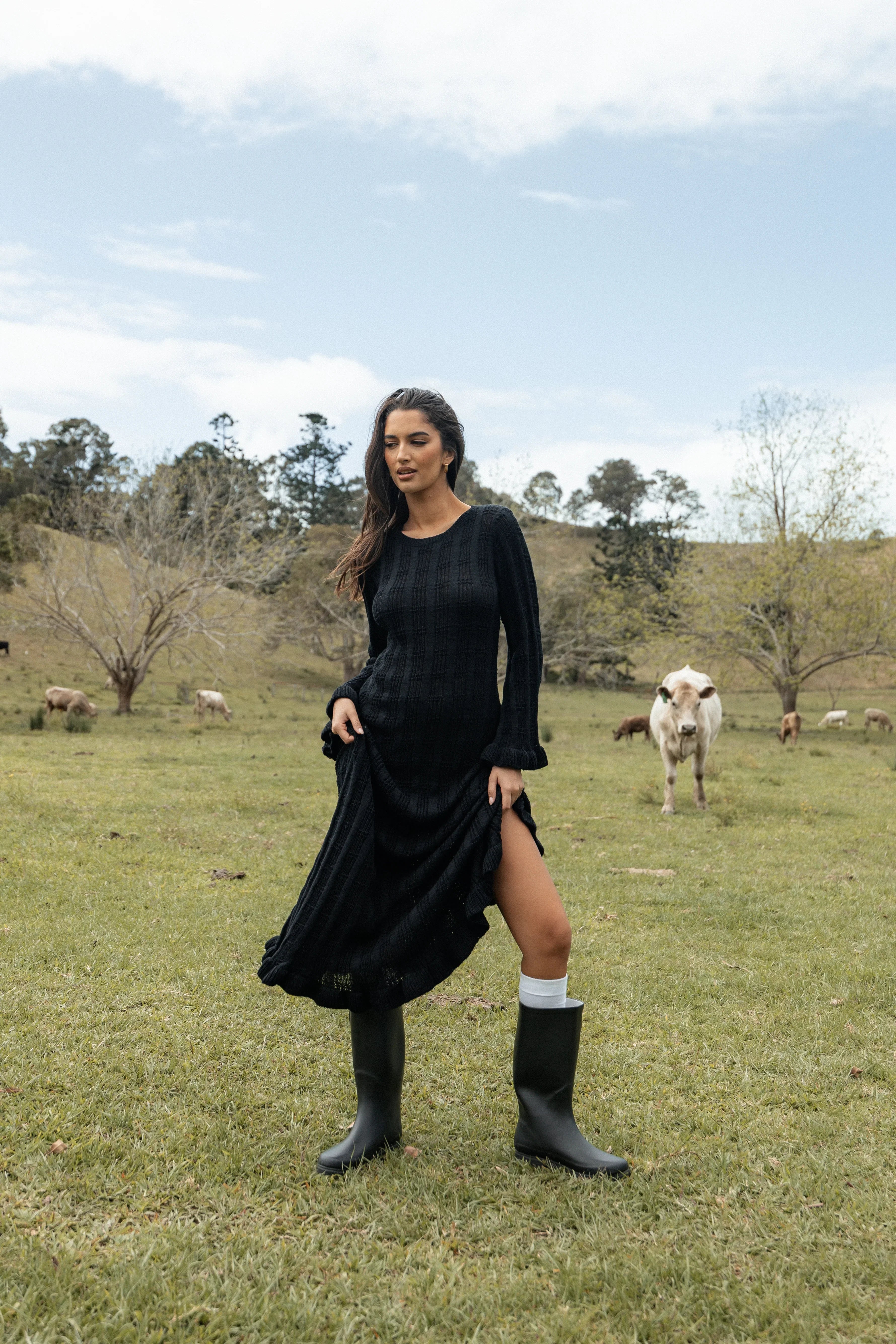 Colter Long Sleeve Maxi Dress Black