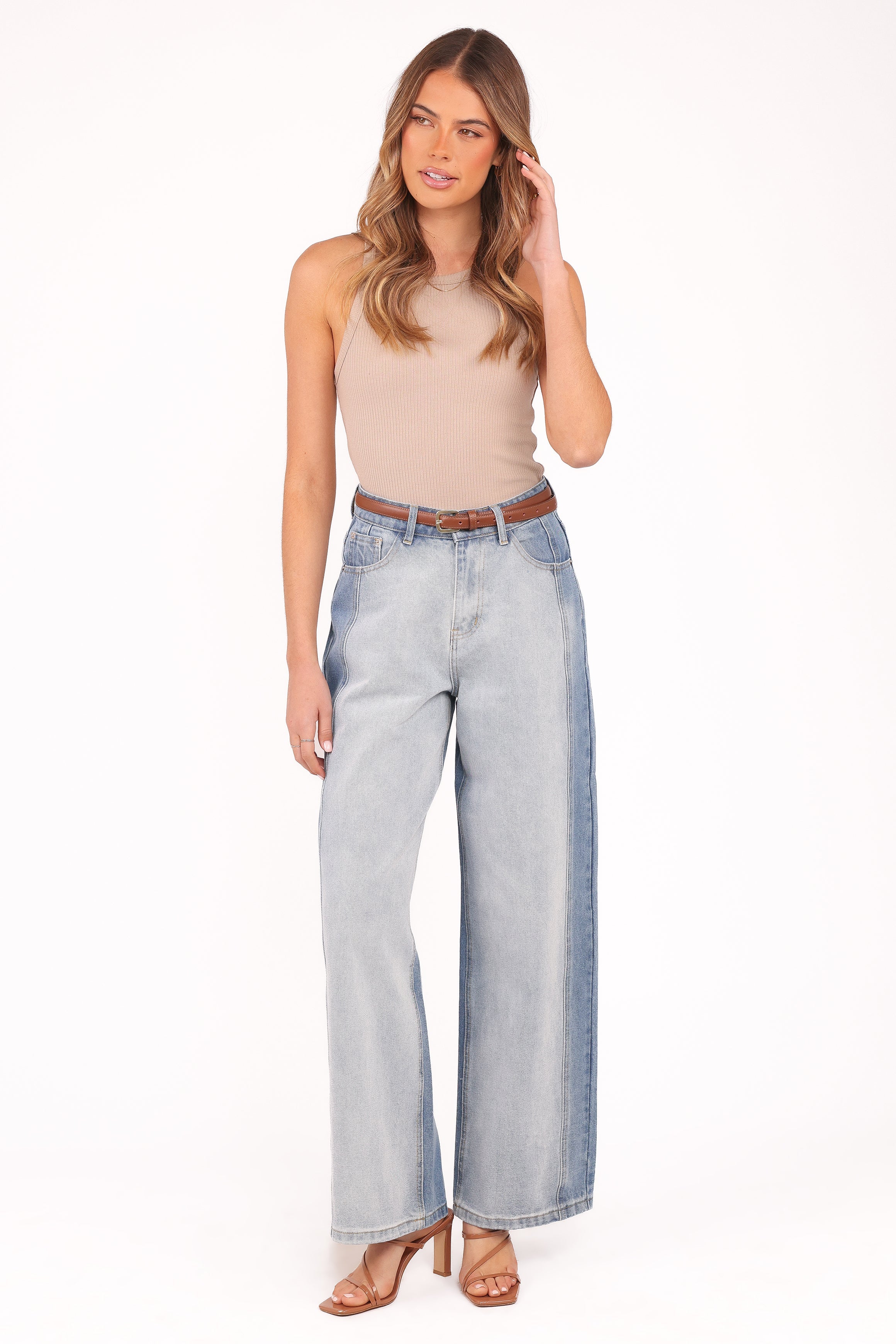 Yuri Wide Leg Jeans Two Tone Blue