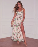 Garden Glow Floral Corset Maxi Dress