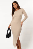 Ainsley Long Sleeve Midi Dress Nude