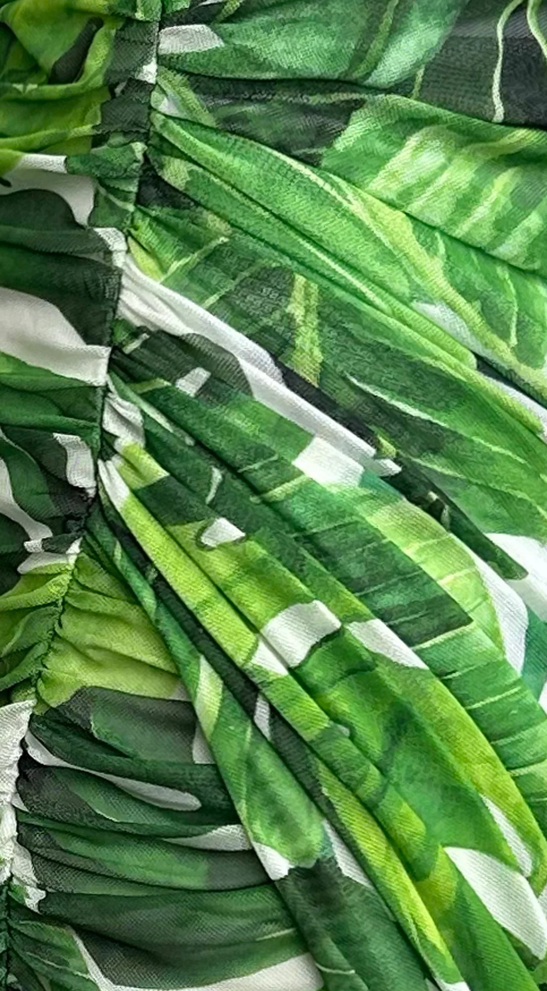 Costa Aluna Mesh Tropical Print Midi Dress Green